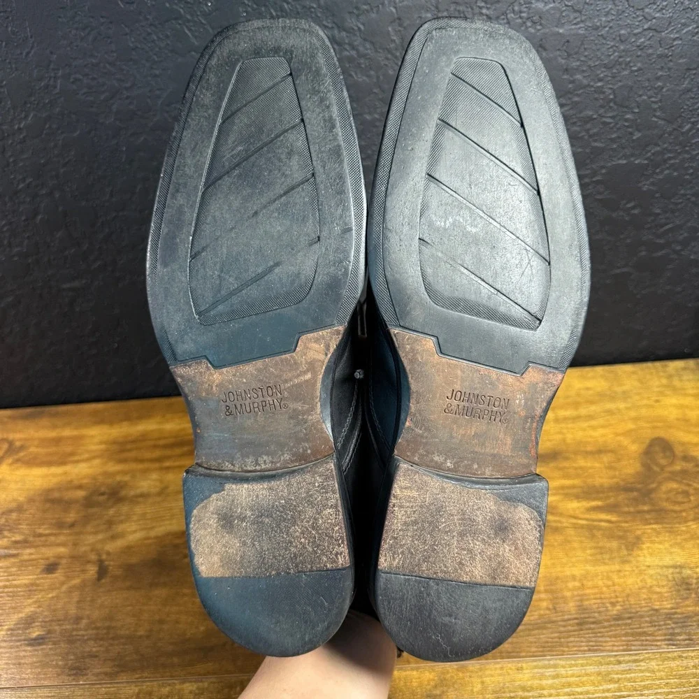 Johnston & Murphy NJ-6461 Black Leather‎ Bicycle Toe Oxford Mens Size 10 M